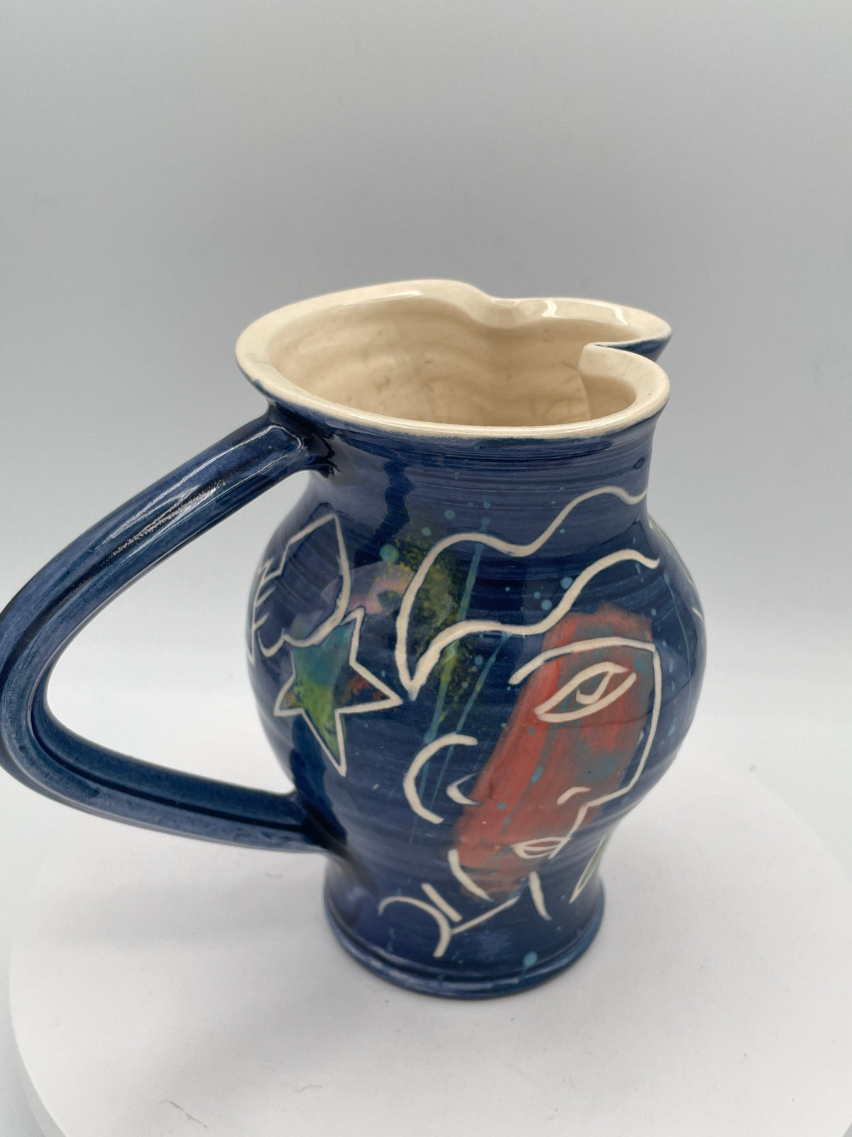 Jean-Paul Landreau Studio Art Pottery Jug - 16cm Modernist Picassoesque Ceramic