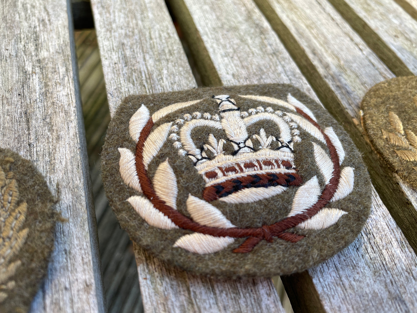 Six original British Army cloth patch badges