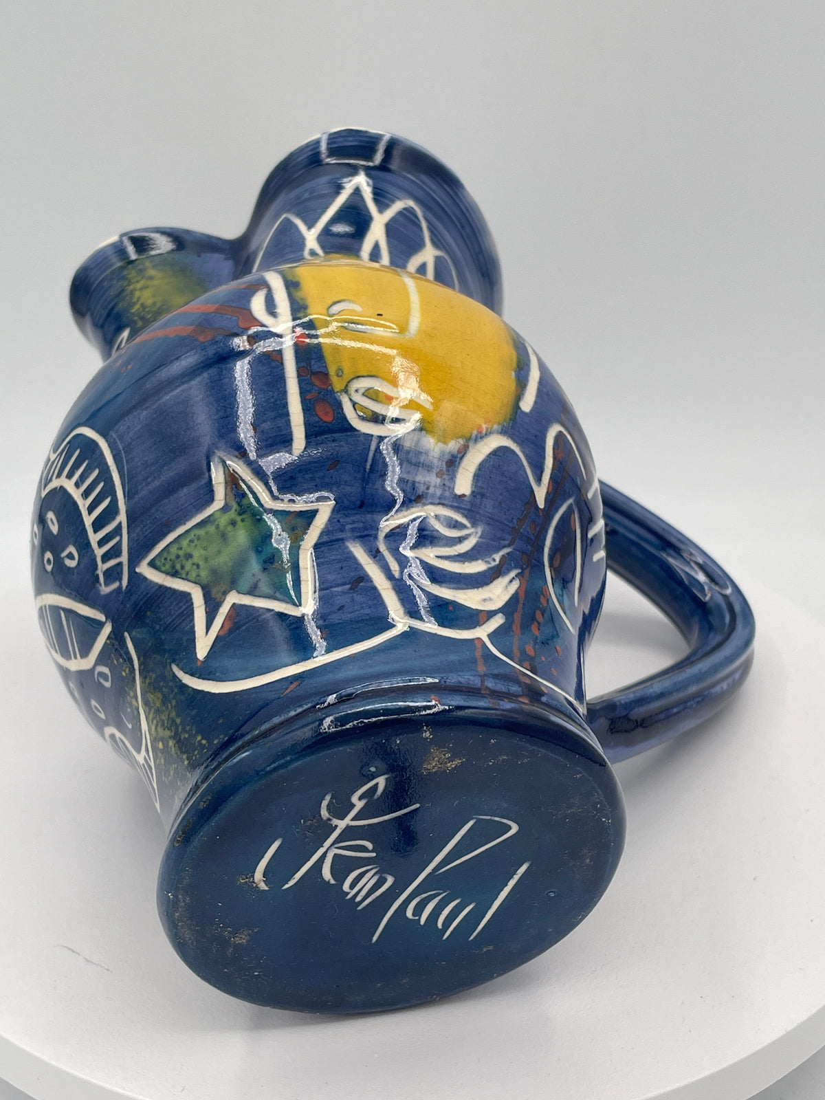 Jean-Paul Landreau Studio Art Pottery Jug - 16cm Modernist Picassoesque Ceramic