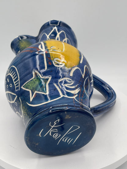 Jean-Paul Landreau Studio Art Pottery Jug - 16cm Modernist Picassoesque Ceramic