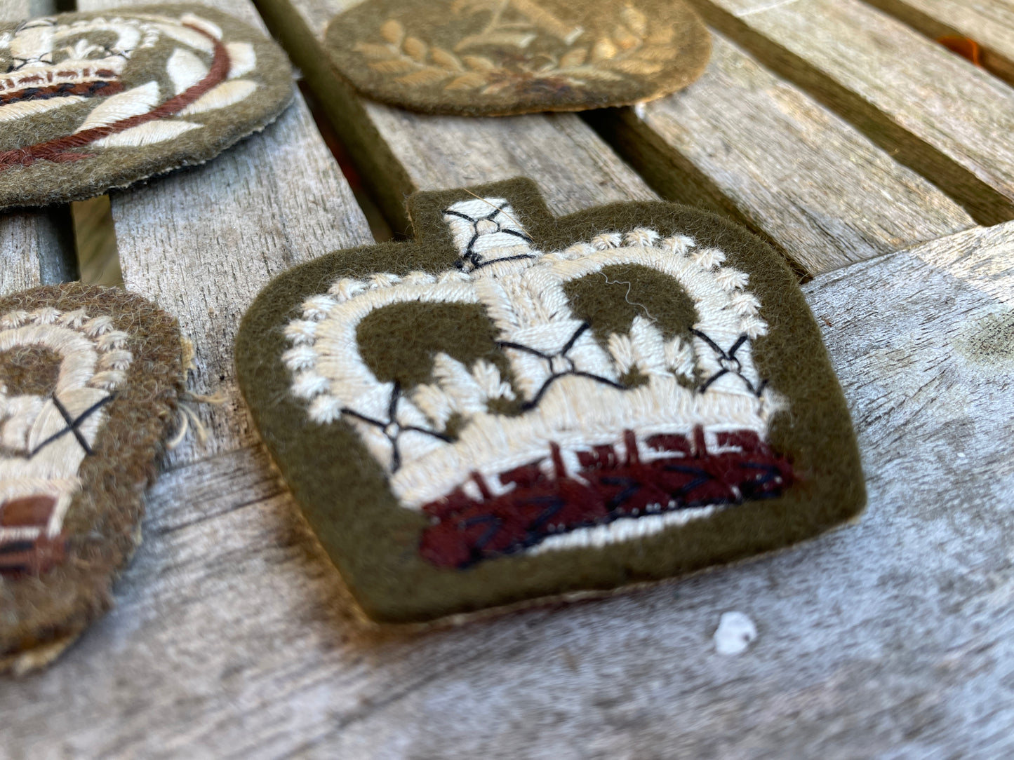 Six original British Army cloth patch badges