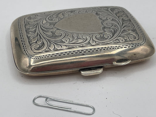 Antique 1920 Birmingham Hallmarked Solid Silver Cigarette Case - M.H. Meyer Ltd