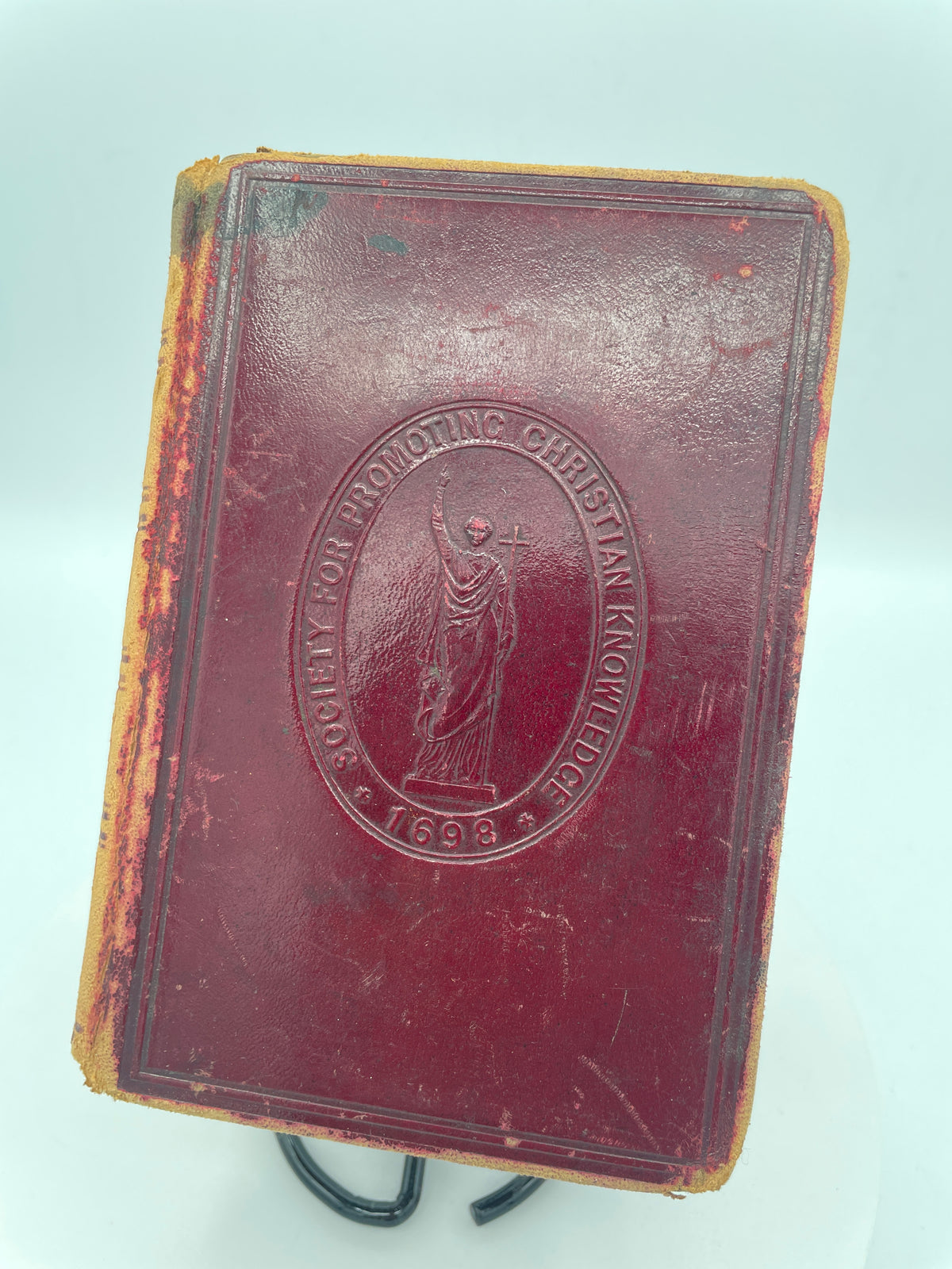 Antique Victorian 19th-Century SPCK Holy Bible - Red Leather Pocket Edition