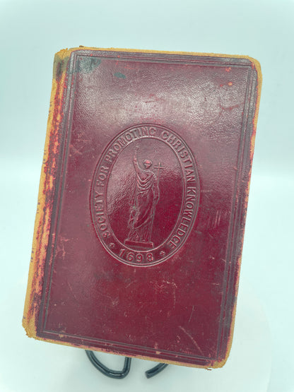 Antique Victorian 19th-Century SPCK Holy Bible - Red Leather Pocket Edition