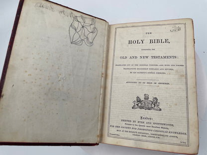 Antique Victorian 19th-Century SPCK Holy Bible - Red Leather Pocket Edition