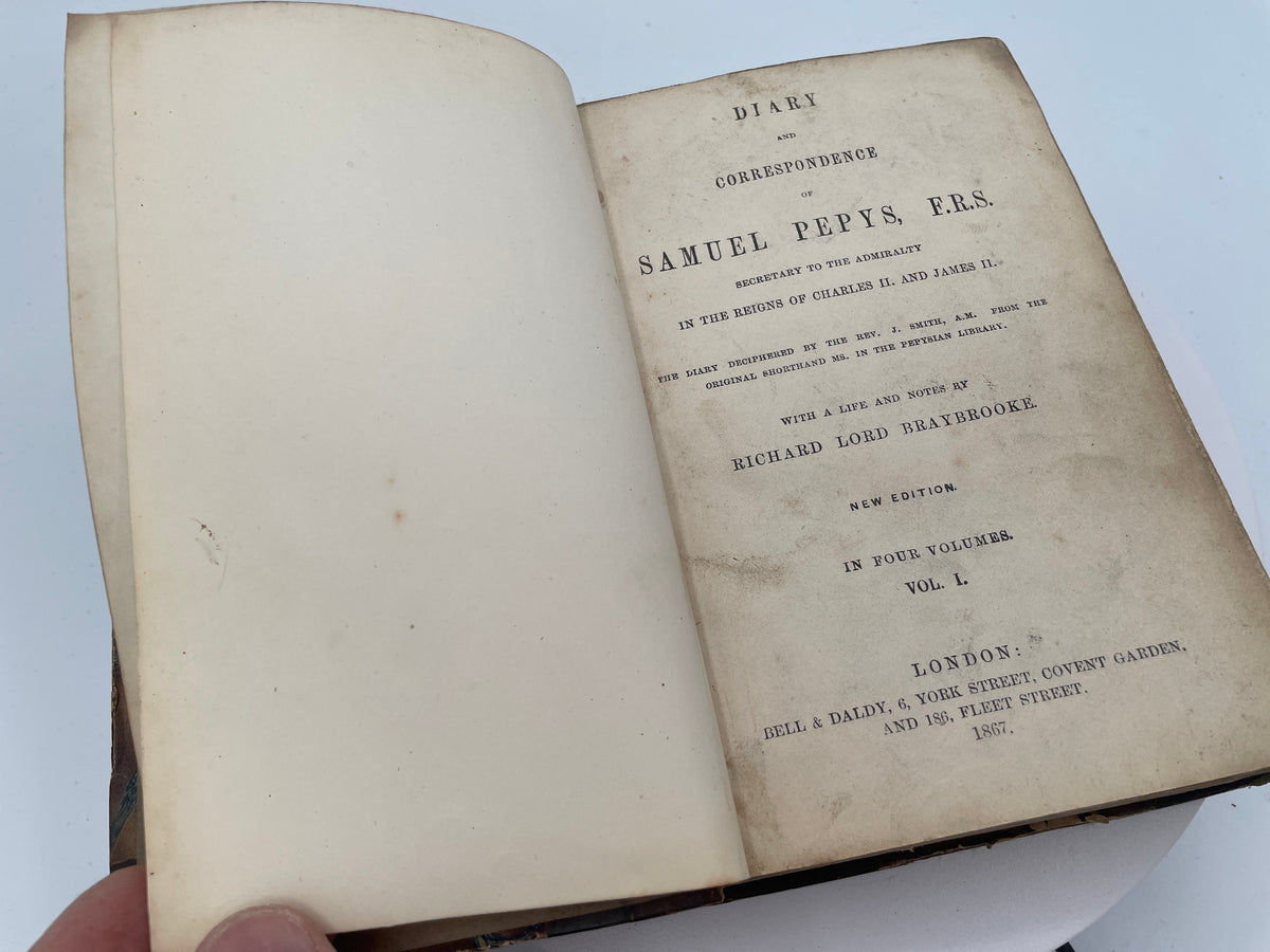 Antique 1867 Diary and Correspondence of Samuel Pepys Vol I - Lord Braybrooke Edition