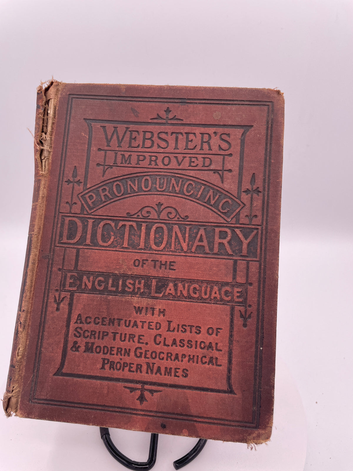 Antique Victorian Webster's Improved Pronouncing Dictionary - Inscribed William Cartwright Birmingham