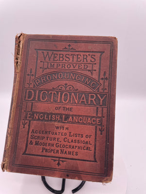 Antique Victorian Webster's Improved Pronouncing Dictionary - Inscribed William Cartwright Birmingham