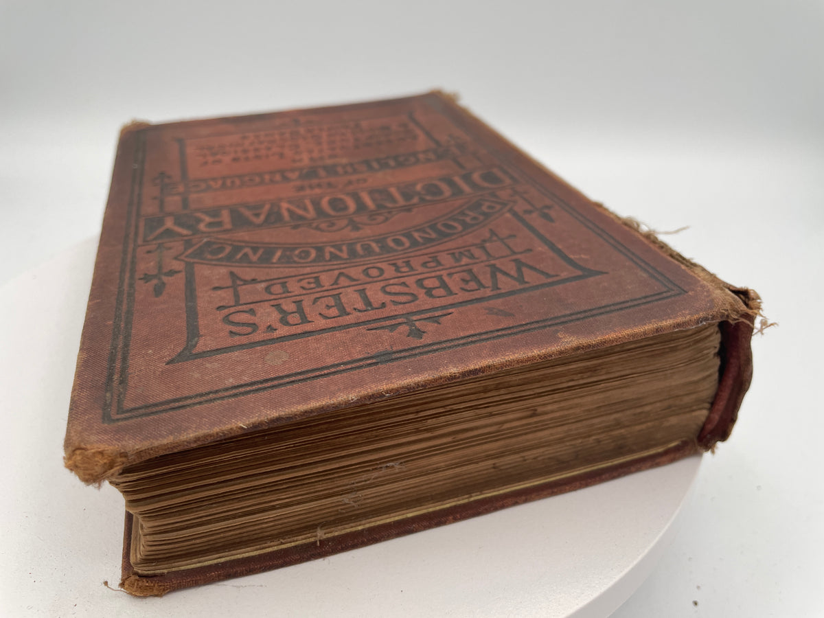 Antique Victorian Webster's Improved Pronouncing Dictionary - Inscribed William Cartwright Birmingham