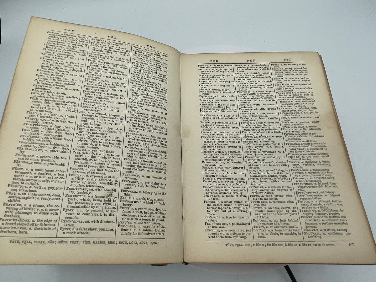 Antique Victorian Webster's Improved Pronouncing Dictionary - Inscribed William Cartwright Birmingham