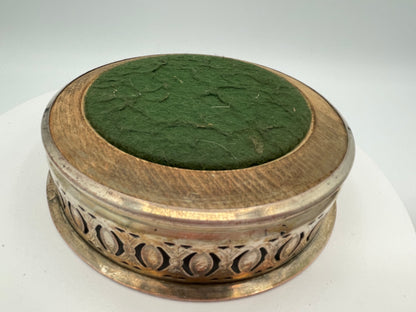 Pair of Vintage Silver-Plated & Oak Wine Coasters - Pierced & Cast Rim Design