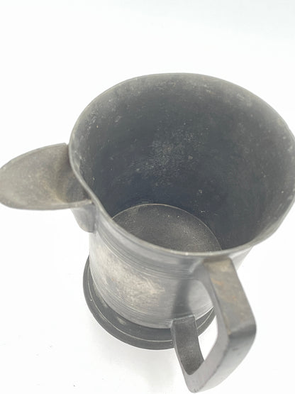 Antique 19th-Century English Pewter Pouring Pint Tankard with Monogram – Circa 1870