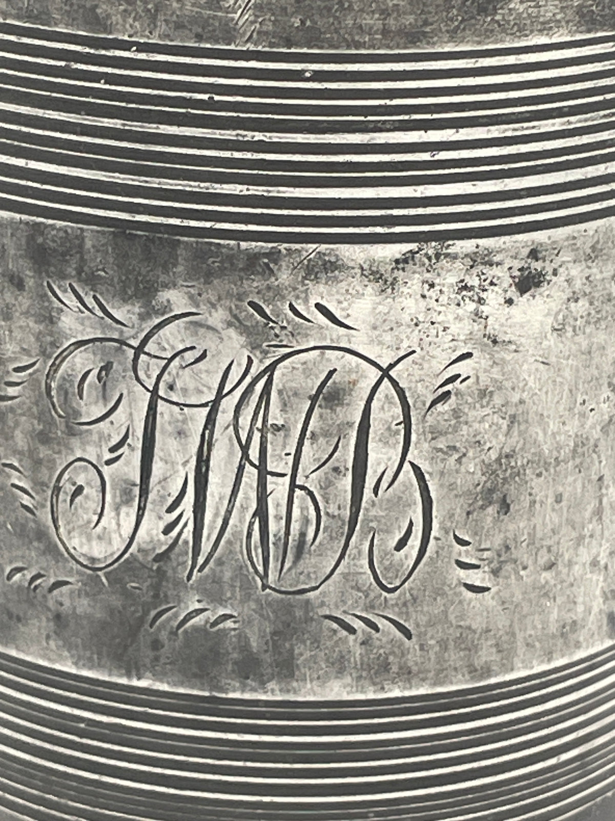 Antique 19th-Century English Pewter Pouring Pint Tankard with Monogram – Circa 1870