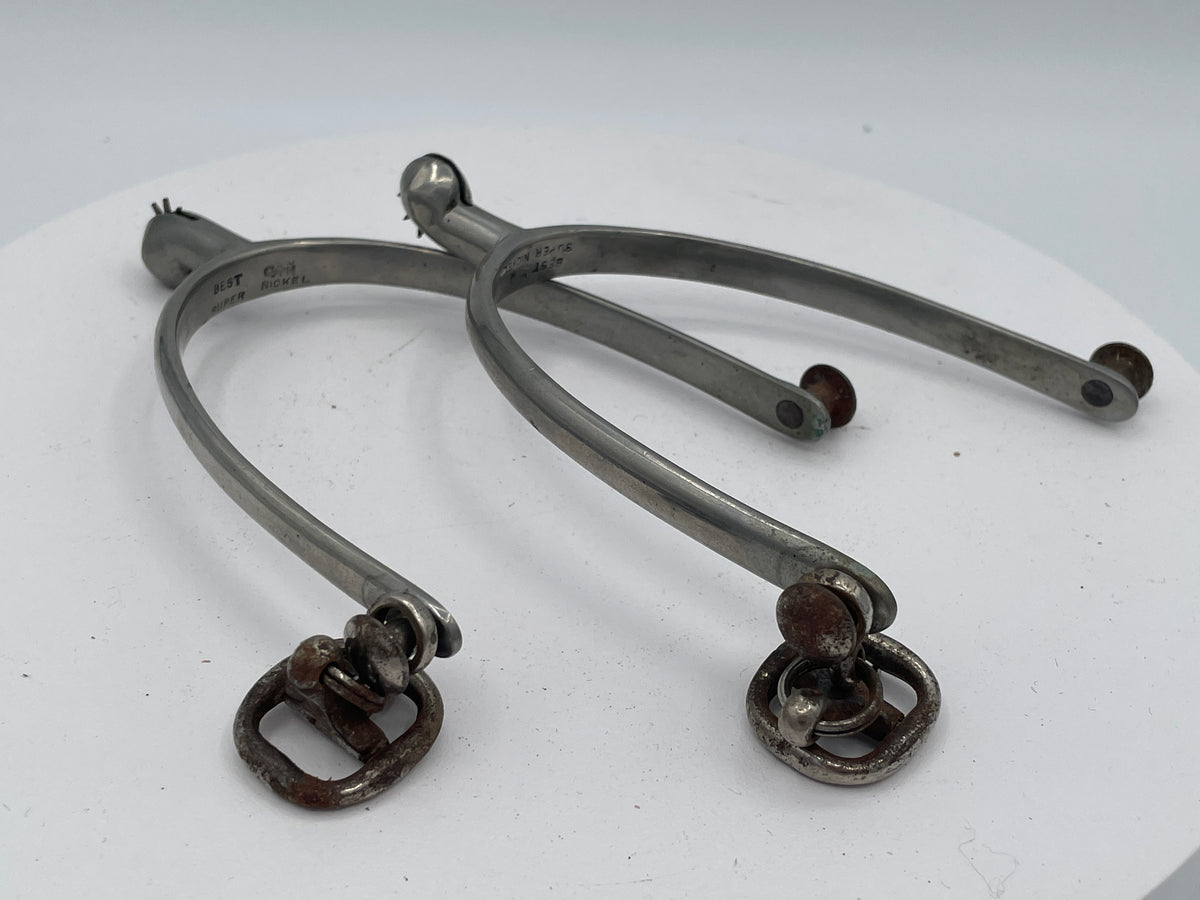 Vintage English "Best Super Nickel" Equestrian Riding Spurs – Mid-20th Century