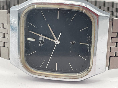 Vintage 1980s Casio MQ-300 Quartz Watch - 32mm Black Dial Stainless Steel Retro Watch