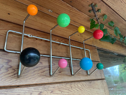 Sputnik influenced multicoloured retro space age cool coat rack 35cm wide