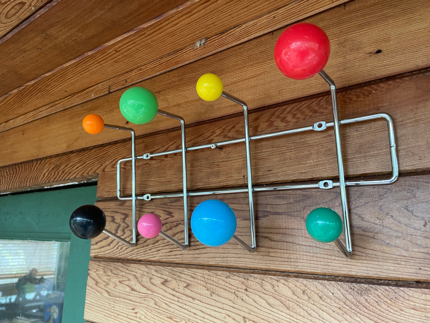 Sputnik influenced multicoloured retro space age cool coat rack 35cm wide