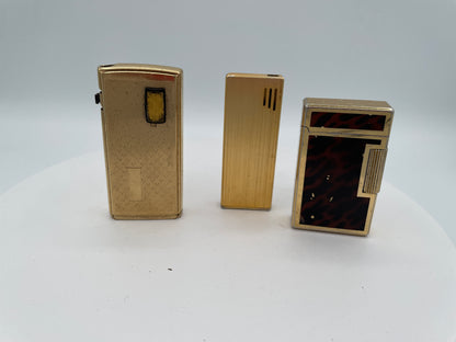Vintage Trio of Collectible Pocket Lighters: Ronson Varaflame, Win 3000, and M-2500 Piezo Electric – Mid-to-Late 20th Century