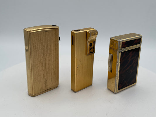 Vintage Trio of Collectible Pocket Lighters: Ronson Varaflame, Win 3000, and M-2500 Piezo Electric – Mid-to-Late 20th Century
