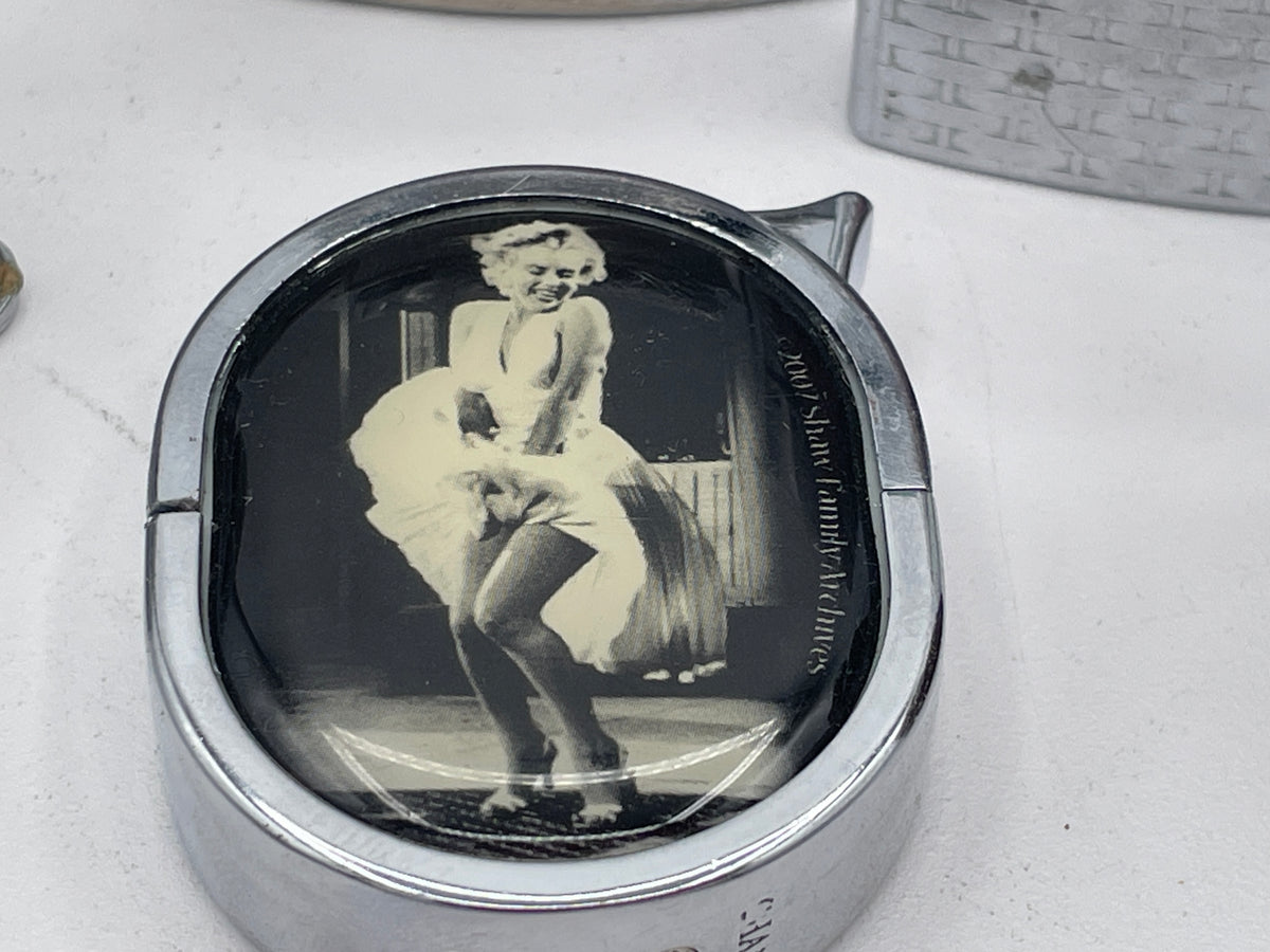 Vintage Sextet of Collectible Pocket Lighters: Ronson, Sim, and Marilyn Monroe Champ – Mid-20th Century & Modern