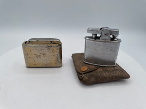 Vintage Pair of Pocket Lighters: Ronson Standard in Fitted Case and Ibelo M23 West German Lighter – Mid-20th Century