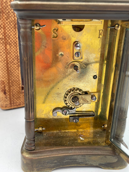 Antique Mappin & Webb Brass Carriage Clock with Original Travel Case and French Movement – Late 19th / Early 20th Century