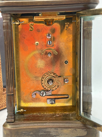 Antique Mappin & Webb Brass Carriage Clock with Original Travel Case and French Movement – Late 19th / Early 20th Century