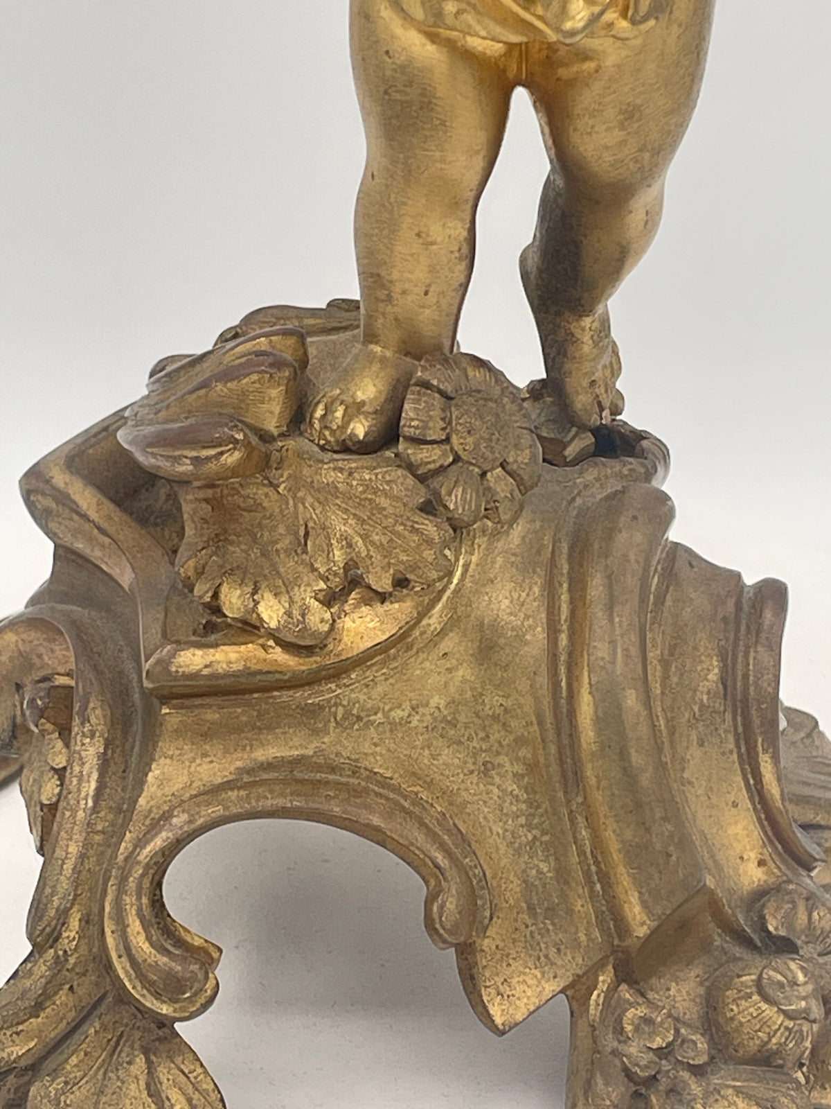Vintage French Rococo Style Cherub Candelabra – 26cm Twin-Light Gilt Metal Table Centerpiece