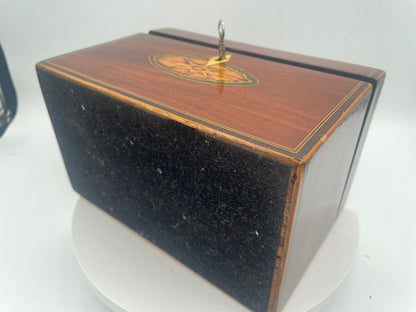 George III Inlaid Mahogany Rectangular Tea Caddy – Inlaid Patera Motifs & Twin Compartments c1790