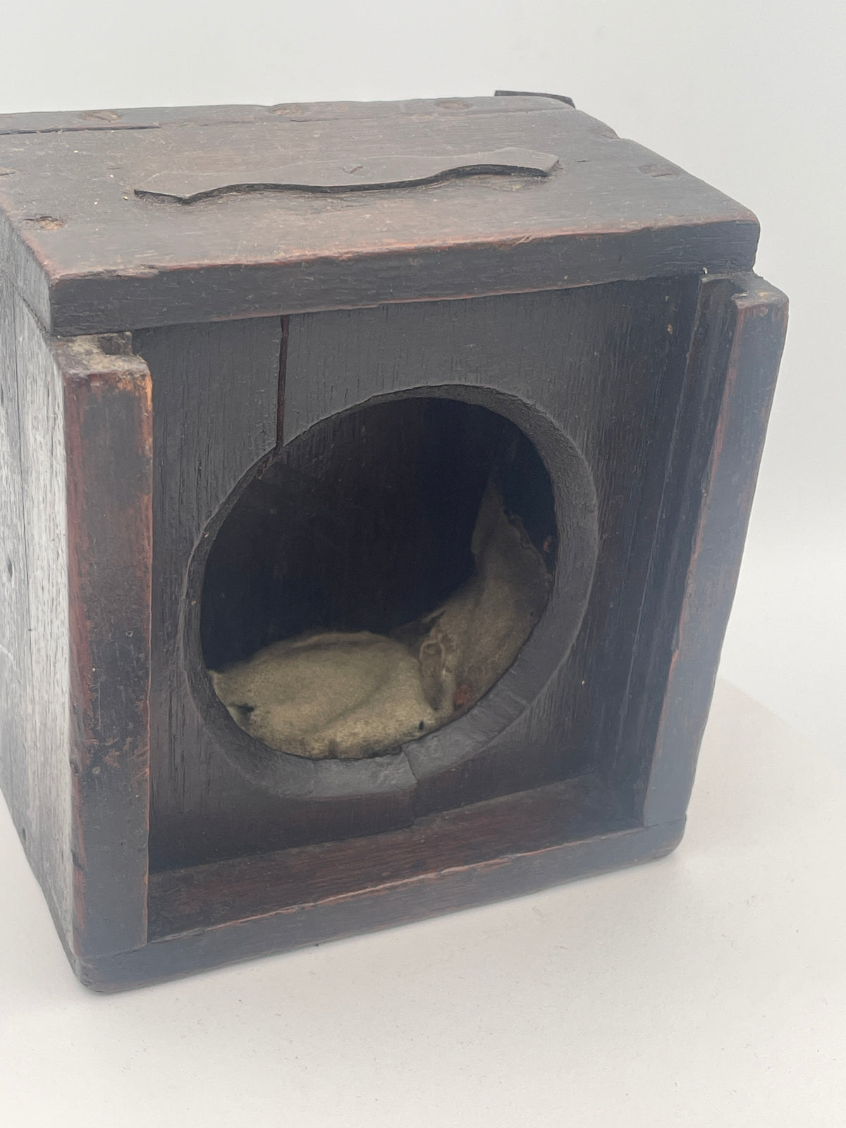 Vintage Homemade Folk Art Pocket Watch Stand and Travel Case – 1920s/1930s Wooden Mantel Display