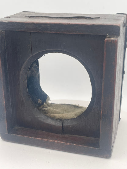 Vintage Homemade Folk Art Pocket Watch Stand and Travel Case – 1920s/1930s Wooden Mantel Display