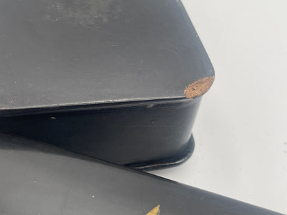 Pair of Antique English Papier-Mâché Glove Boxes – 30cm Hand-Painted Daisy & Butterfly Motifs