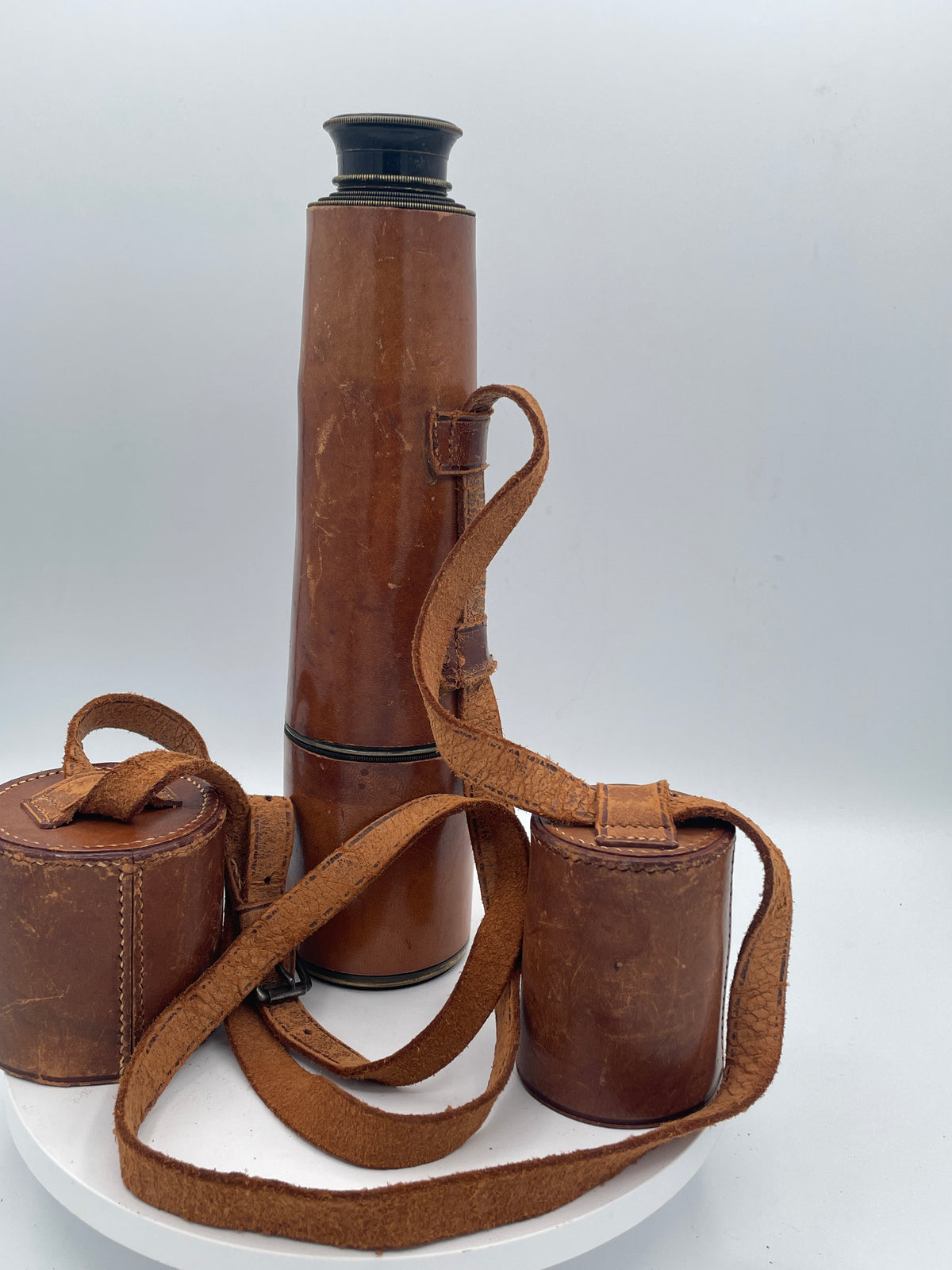 Antique Aitchison London "The Target" Brass & Leather Field Telescope – No. 5892 with Original Case