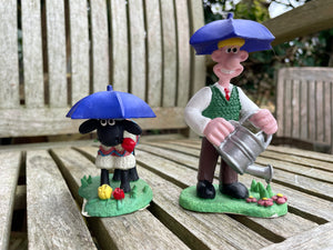 Original Wallace and Shaun The Sheep gardening hand painted figurines Wallace 11cm tall