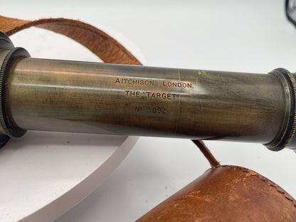 Antique Aitchison London "The Target" Brass & Leather Field Telescope – No. 5892 with Original Case
