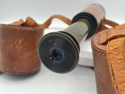 Antique Aitchison London "The Target" Brass & Leather Field Telescope – No. 5892 with Original Case