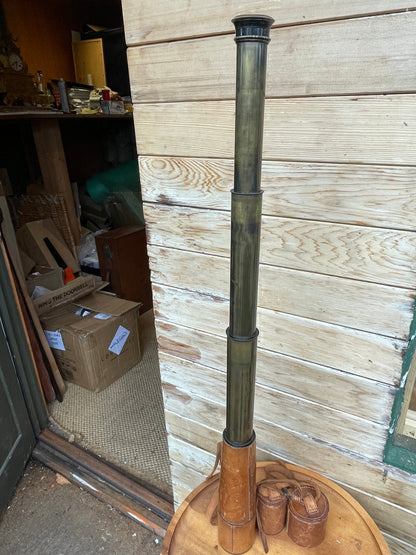 Antique Aitchison London "The Target" Brass & Leather Field Telescope – No. 5892 with Original Case