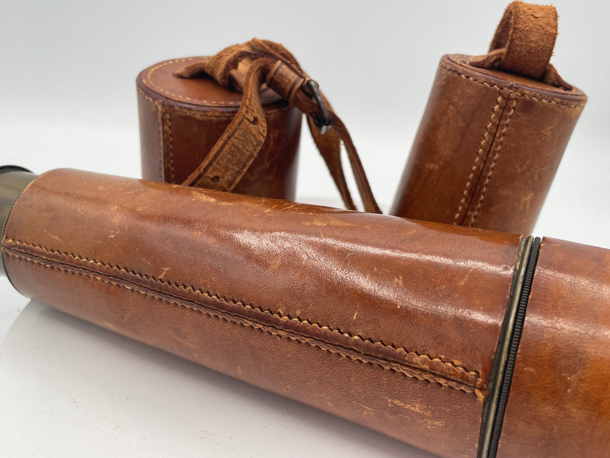 Antique Aitchison London "The Target" Brass & Leather Field Telescope – No. 5892 with Original Case