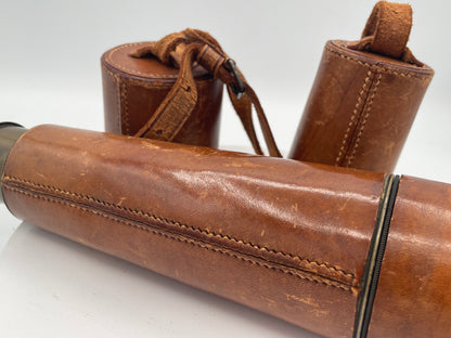 Antique Aitchison London "The Target" Brass & Leather Field Telescope – No. 5892 with Original Case