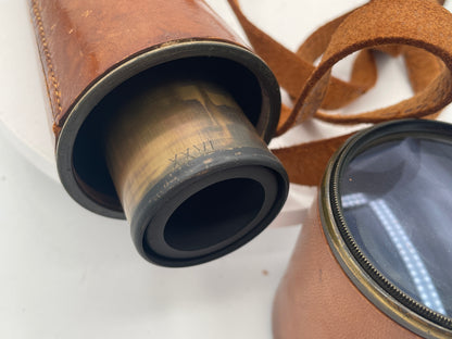 Antique Aitchison London "The Target" Brass & Leather Field Telescope – No. 5892 with Original Case