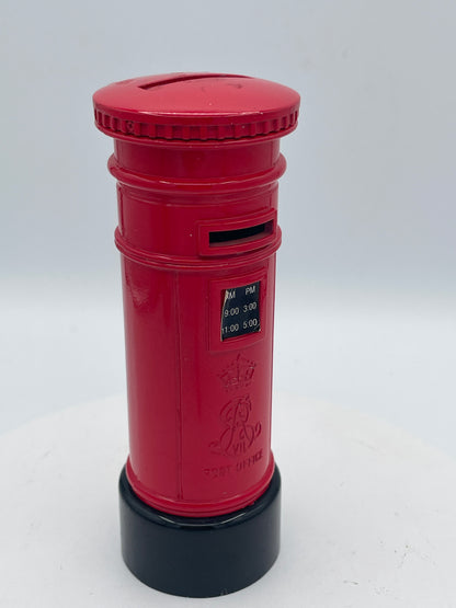 Vintage Cast Metal British Post Box Money Box / Piggy Bank – 15cm Royal Mail Pillar Box