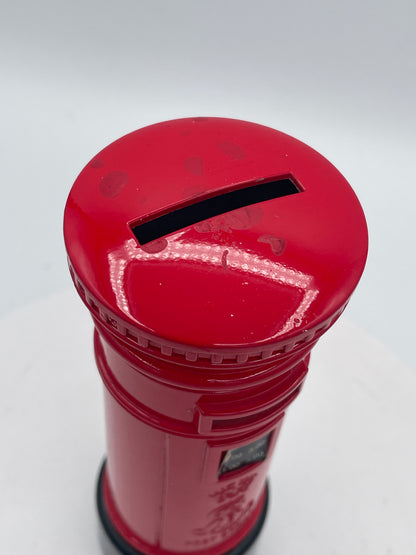 Vintage Cast Metal British Post Box Money Box / Piggy Bank – 15cm Royal Mail Pillar Box