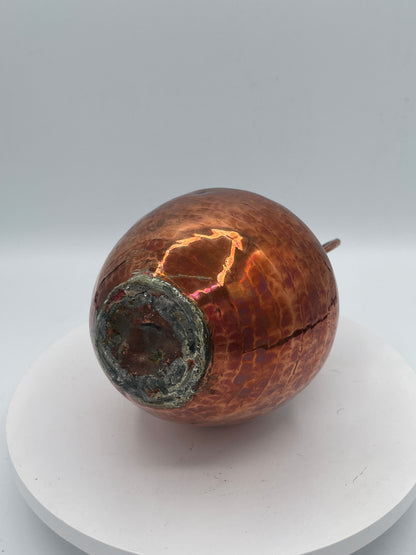 Antique Arts & Crafts Hand-Hammered Copper Double-Spouted Ewer / Jug – 21cm Planished Water Vessel