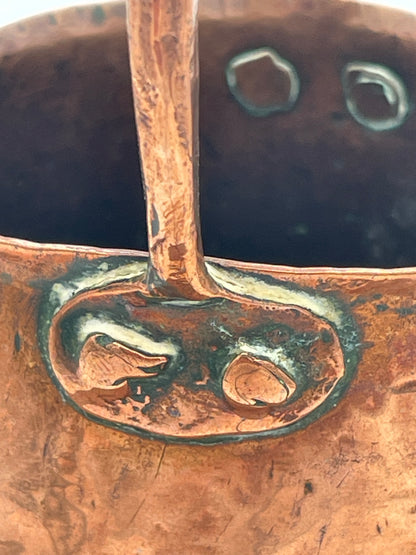 Antique Arts & Crafts Hand-Hammered Copper Double-Spouted Ewer / Jug – 21cm Planished Water Vessel