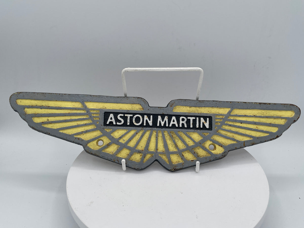 Vintage Cast Iron Aston Martin Winged Garage Sign / Wall Plaque – 33cm Wide