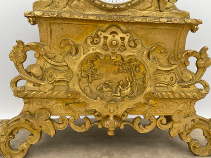 Antique French Ormolu & Gilt Bronze Figural Mantel Clock – 45cm Tall Pastoral Couple with S. Marti Movement