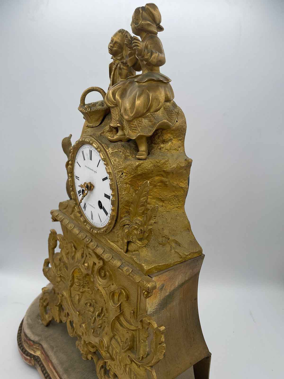 Antique French Ormolu & Gilt Bronze Figural Mantel Clock – 45cm Tall Pastoral Couple with S. Marti Movement