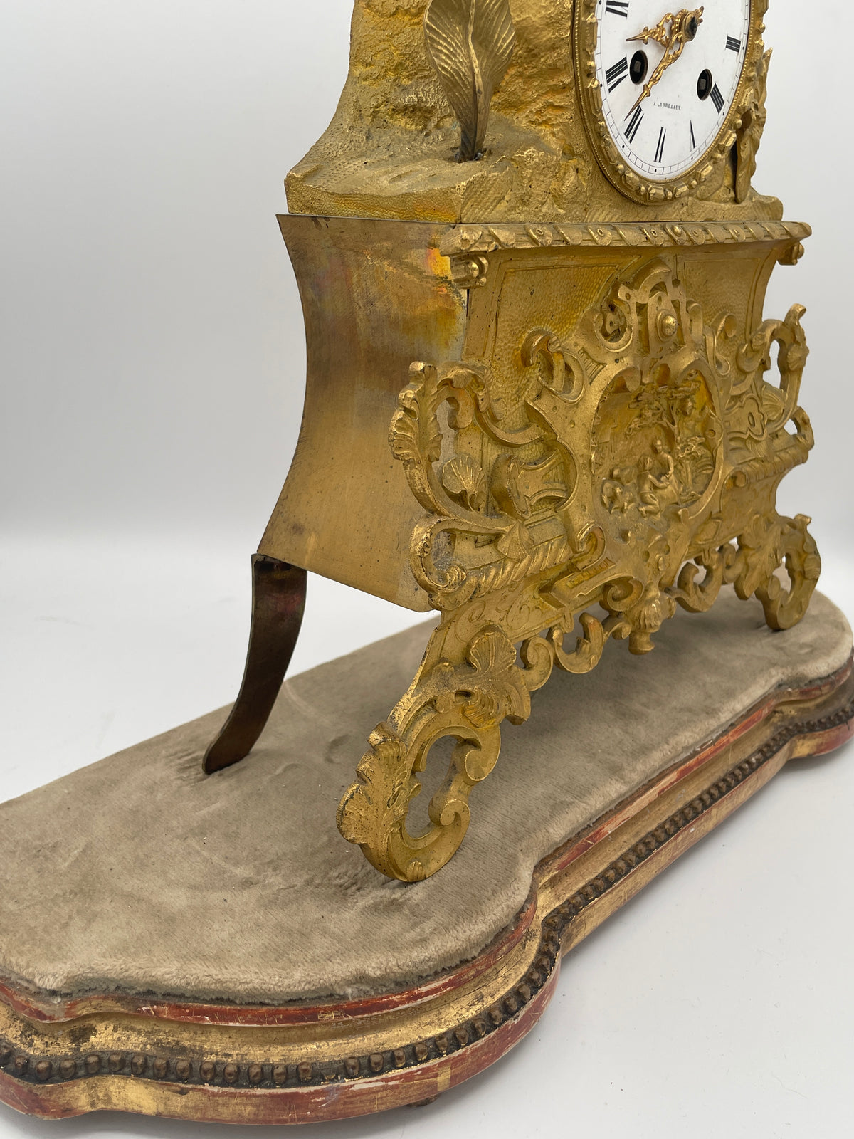 Antique French Ormolu & Gilt Bronze Figural Mantel Clock – 45cm Tall Pastoral Couple with S. Marti Movement