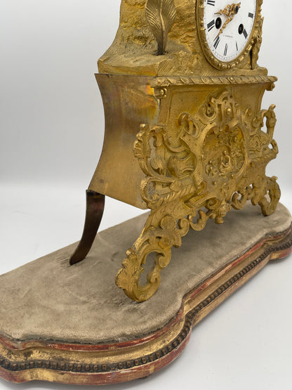 Antique French Ormolu & Gilt Bronze Figural Mantel Clock – 45cm Tall Pastoral Couple with S. Marti Movement