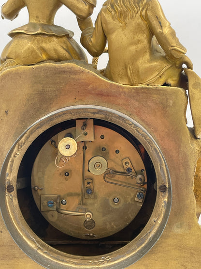 Antique French Ormolu & Gilt Bronze Figural Mantel Clock – 45cm Tall Pastoral Couple with S. Marti Movement